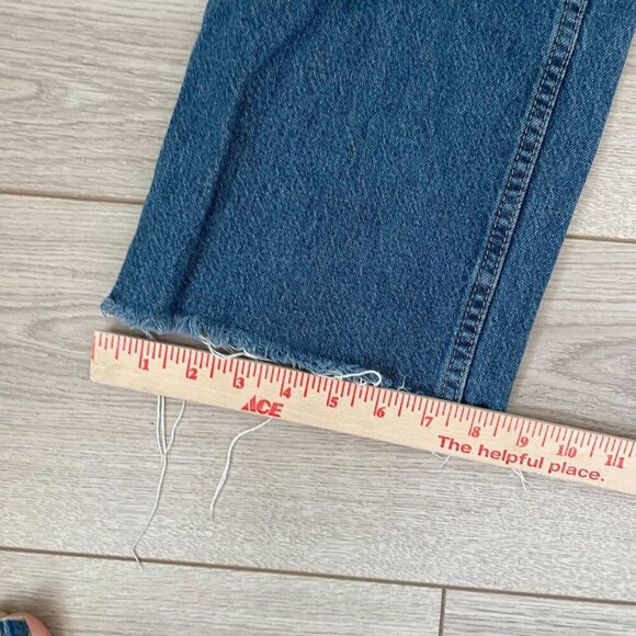 &Denim Raw Hem Ultra High Waist Wide Leg Jeans Womens Size 4 Blue Casual College - Picture 7 of 12